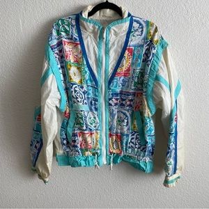 Vintage East West Windbreaker Bomber Floral Patchwork Retro Made in Macau